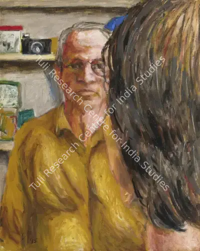 Patwardhan, Sudhir (Artist). Self Portait with Camera, 2015 | Painting, Sa.Onl/02.04.26, 2026 · Saffronart