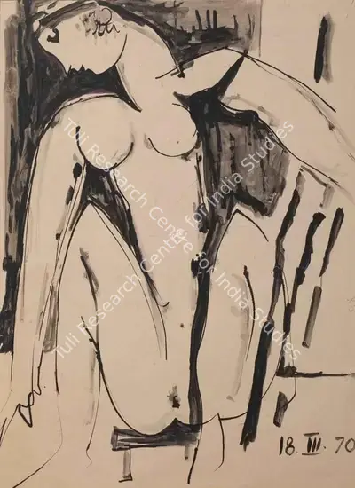 Chittaprosad (Artist), Untitled (Nude Study (Double Sided)), 1970, Painting