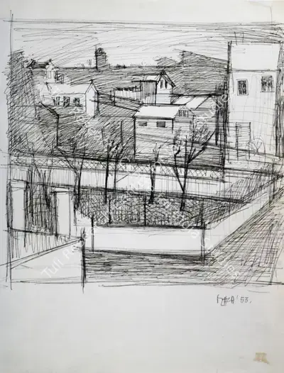 S.H. Raza (Artist), Untitled, 1953, Drawing