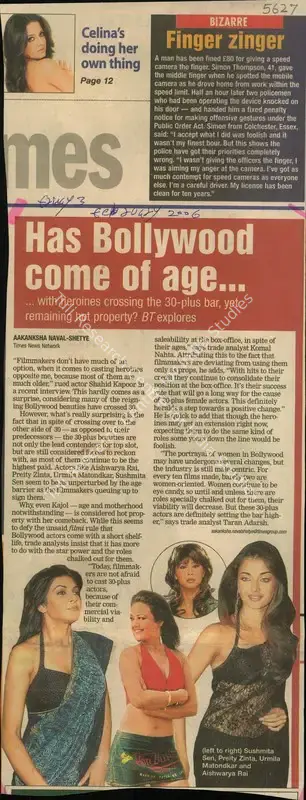 Aakanksha Naval-Shetye (Reporter), Has Bollywood Come of Age, 2006, Newspaper Clipping
