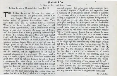 Bishnu Dey (Essayist), Jamini Roy, 1946, Essay