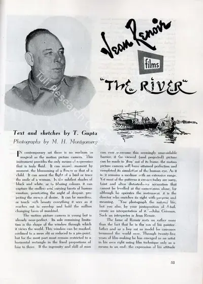 T. Gupta (Essayist), Jean Renoir, 1950, Essay