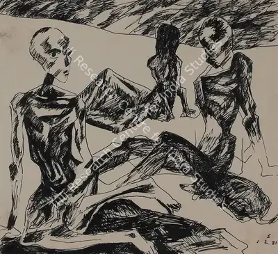 Somnath Hore (Artist), Untitled, 1981, Drawing