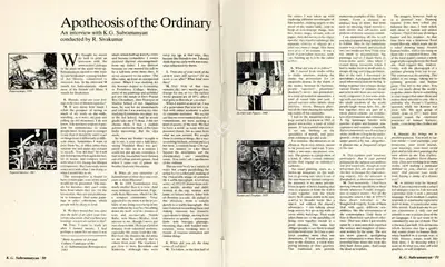 R. Siva Kumar (Interviewer), Apotheosis of the Ordinary, 1985, Interview