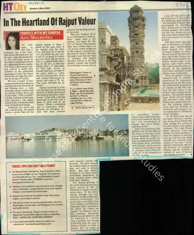 Anu Malhotra (Reporter), In the Heartland of Rajput Valour, 2003, Newspaper Clipping