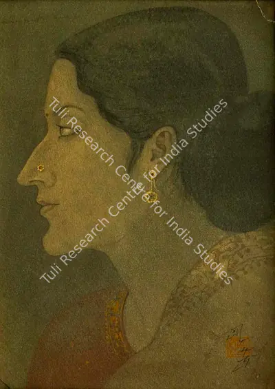 Ramendranath Chakravorty (Artist), Face, 1920, Painting