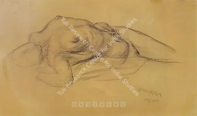 Jogen Chowdhury (Artist), Sleeping Nude, 1958, Drawing