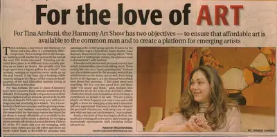Nandini Raghavendra (Reporter), For The Love of ART, 2008, Newspaper Clipping