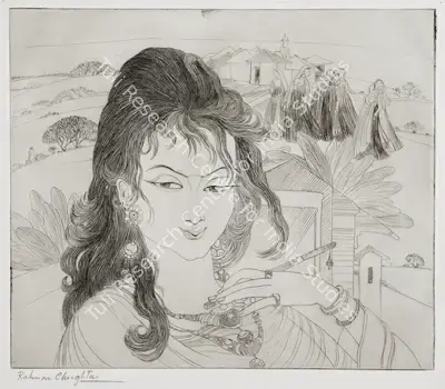 M.A.R. Chughtai (Artist), Sunder, Aquatint