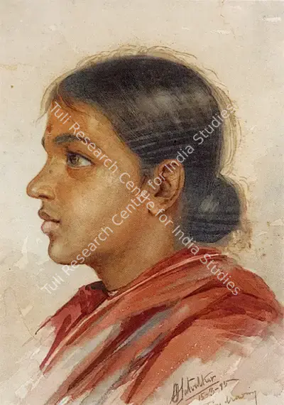 Madhav Satwalekar (Artist), Hindu Woman, 1995, Drawing