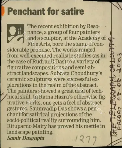 Samir Dasgupta (Reporter), Penchant for Satire, 2003, Newspaper Clipping