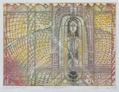 Krishna Reddy (Artist), Woman of Sunflower, 1998, Graphic Art