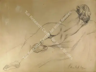 Paritosh Sen (Artist), Female Nude, 1982, Drawing