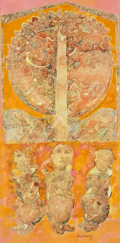 Sakti Burman (Artist), Untitled (Figures Under Tree), 1967, Painting