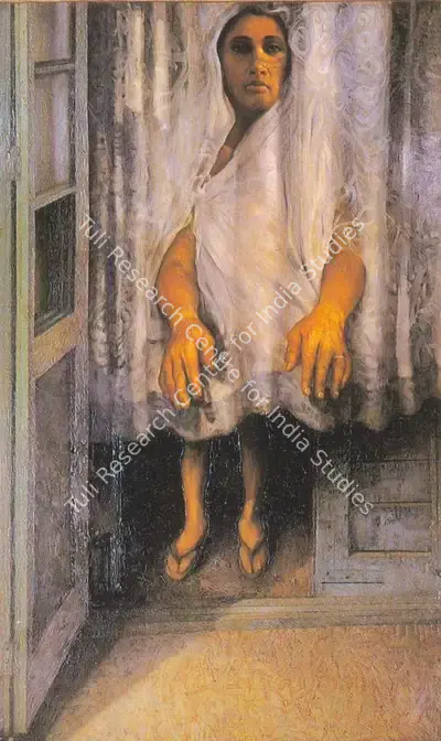 Bhattacharjee, Bikash (Artist). Visitation. Oil on board, 1968 | Painting | FineArts | 00371211