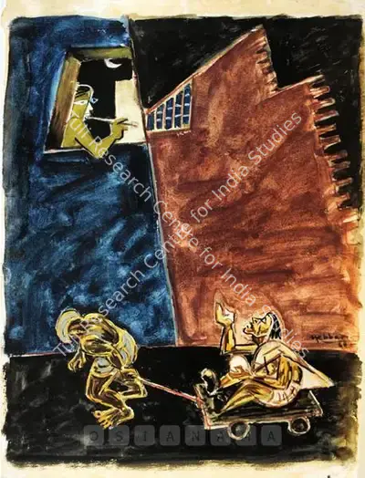 K.K. Hebbar (Artist), Paisa, 1960, Painting