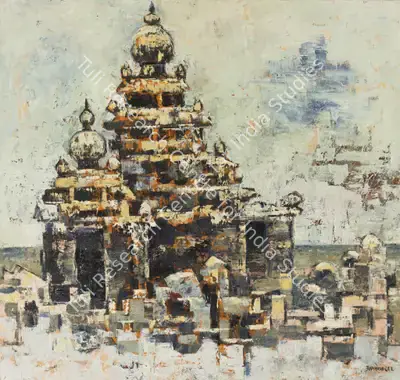 A.A. Almelkar (Artist), Mamalipuram Temple (SIC), 1965, Painting