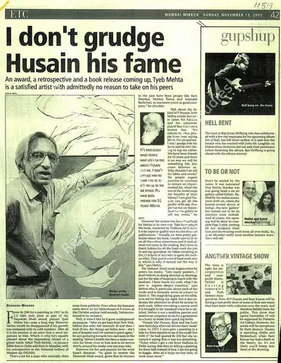 Georgina L. Maddox (Reporter), I Don't Grudge husain His Fame, 2005, Newspaper clipping