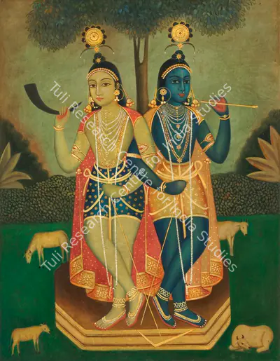 Early Bengal School (Artist), Untitled (Krishna and Balaram), 1900, Painting