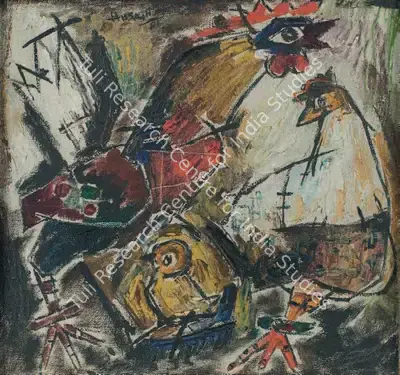 M.F. Husain (Artist), The New Arrival, 1951, Painting