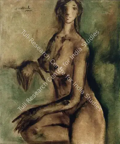 B. Vithal (Artist), Seated Nude, 1966, Painting