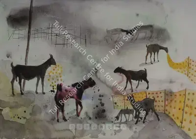 Jagannath Panda (Artist), Landscape Goat, 2006, Painting