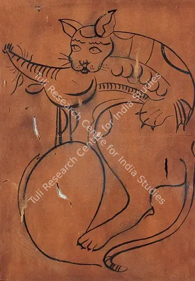 Kalighat School (Artist), Cat and the Lobster, 1921, Painting