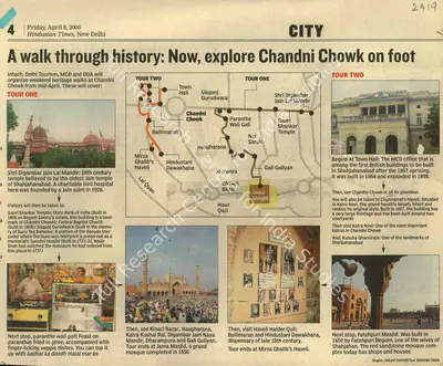 Sanjay Kapoor (Graphics), A Walk Through History: Now, Explore Chandni Chowk On Foot, 2005, Newspaper Clipping