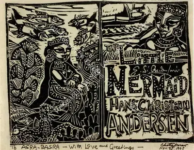 Chittaprosad (Artist), The Little Mermaid, 1968, Graphic Art