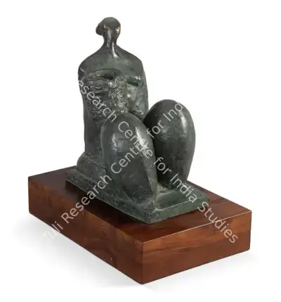 Prodosh Dasgupta (Artist), Woman with Basket, 1989, Sculpture