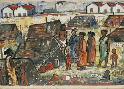 F.N. Souza (Artist), Labourers Colony, 1940, Painting