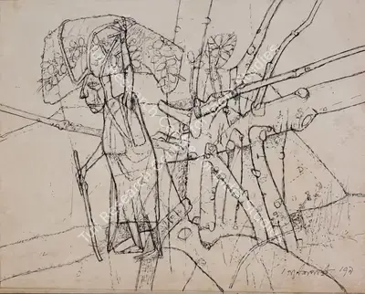 Ganesh Pyne (Artist), Untitled, 1979, Drawing