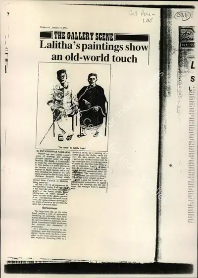 Dnyaneshwar Nadkarni (Reporter), Lalitha's Paintings Show an Old-World Touch, 1986, Newspaper Clipping