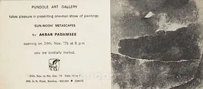 Akbar Padamsee (Artist), Sun, Moon, Metascapes, 1975, Solo Exhibition Invitation