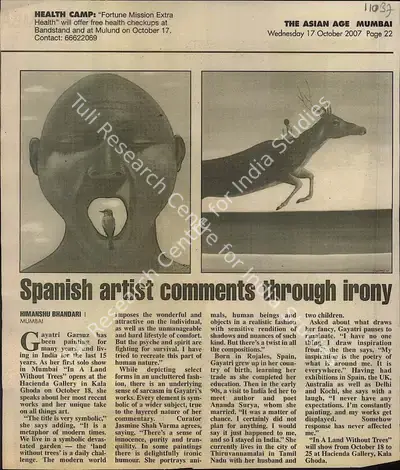 Himanshu Bhandari (Reporter), Spanish Artist Comments Trough Irony, 2007, Newspaper Clipping