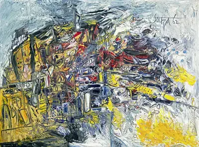 F.N. Souza (Artist), Landscape, 1962, Painting