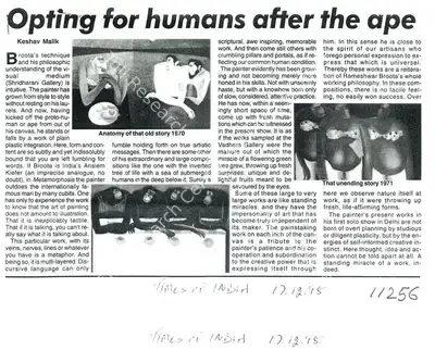 Keshav Malik (Writer), Opting For Humans Ofter the Ape, 1998, Newspaper clipping