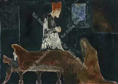 Tagore, Rabindranath (Artist). Death Scene. Gouache and coloured inks on paper, n.d. | Painting | FineArts | 00575445