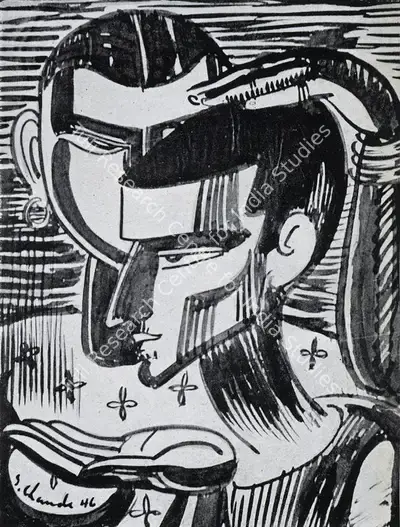 Shiavax Chavda (Artist), Benediction, 1946, Sketch