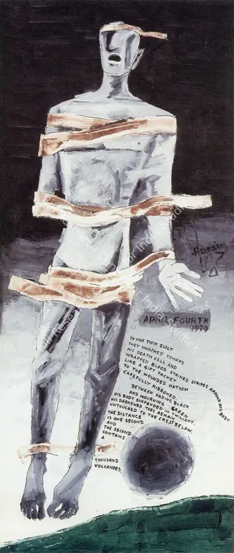 Husain, M. F. (Artist). April Fourth 1979. Acrylic on Canvas, 1979 | Maqbool Fida Husain, 2008 | Painting | FineArts | 00495194