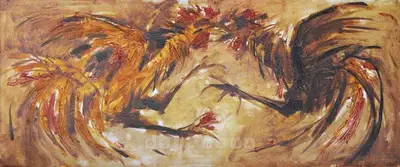 Thota Tharani (Artist), Cockfight, Painting