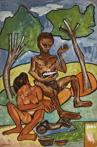 F.N. Souza (Artist), The Naked Family (Bombay Beggars), 1944, Painting