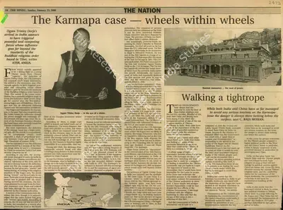 Atul Aneja (Reporter), The Karmapa Case - Wheels Wheels, 2000, Newspaper Clipping
