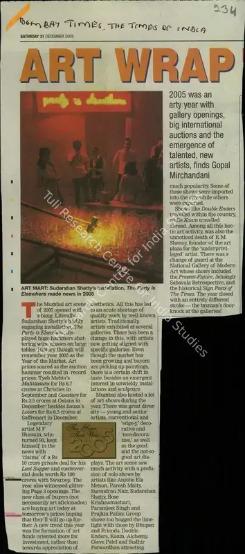 Gopal Mirchandani (Reporter), Art Wrap, 2005, Newspaper Clipping