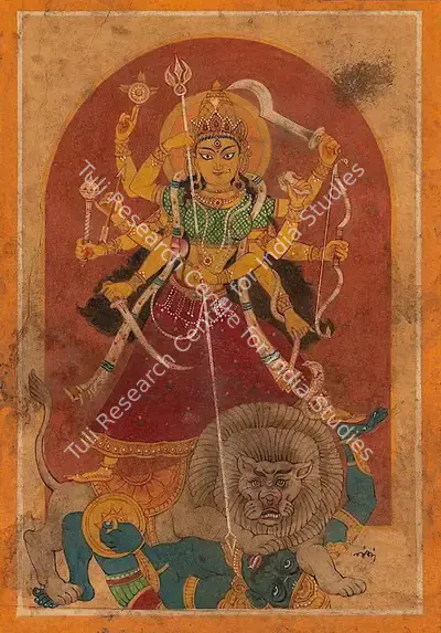 Nandalal Bose (Artist), Mahisasaura Mardini, 1948, Painting