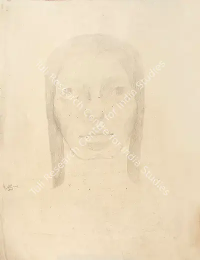 Krishen Khanna (Artist), Head of a Girl, 1983, Painting