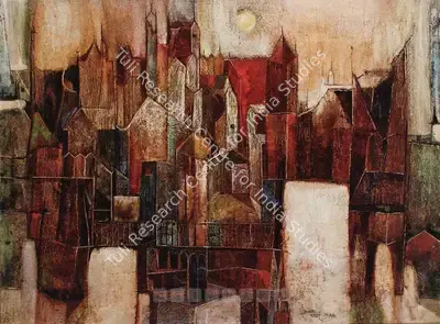 S.K. Bakre (Artist), Cityscape, 1966, Painting