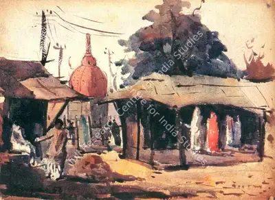 Suhas Roy (Artist), Village Scene, 1956, Painting