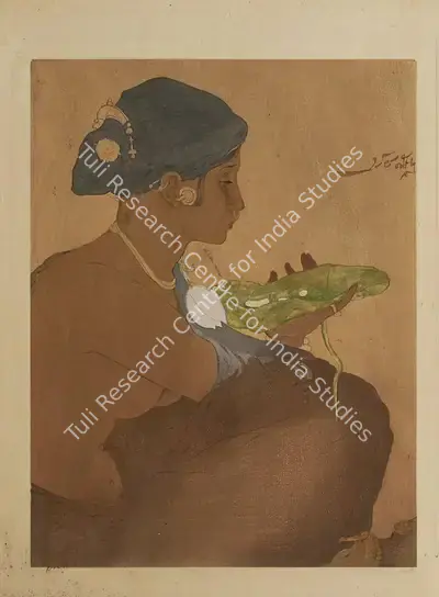Abanindranath Tagore (Artist), Tear Drop on Lotus Leaf, Graphic Art