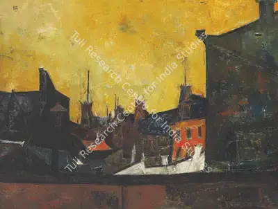 S.H. Raza (Artist), Les Toits de la rue St. Jacques, 1955, Painting